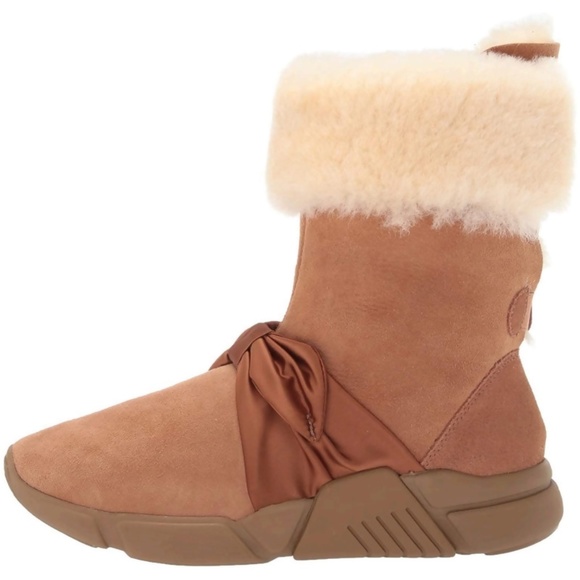 Mark Nason Los Angeles Bliss Genuine Sheep Shearling Fur Chestnut Suede Boot 6.5 - Picture 3 of 15